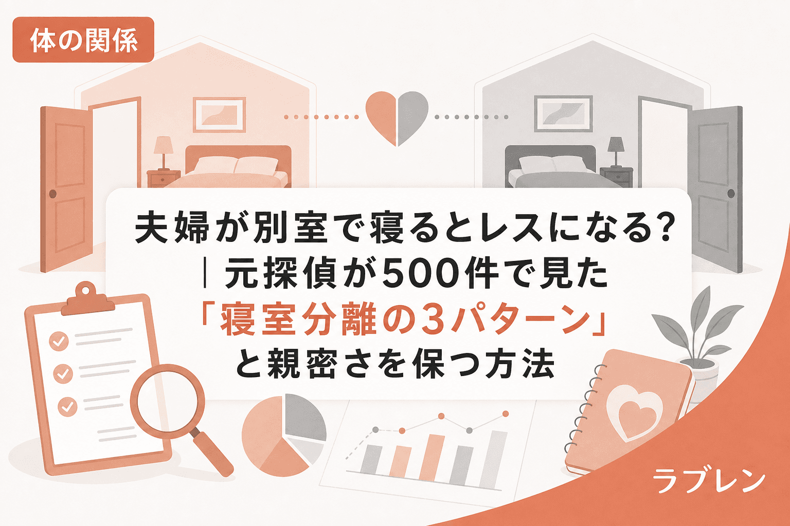 夫婦が別室で寝るとレスになる?|元探偵が500件で見た「寝室分離の3パターン」と親密さを保つ方法