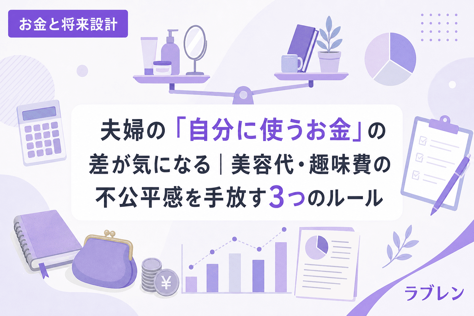 夫婦の「自分に使うお金」の差が気になる|美容代・趣味費の不公平感を手放す3つのルール