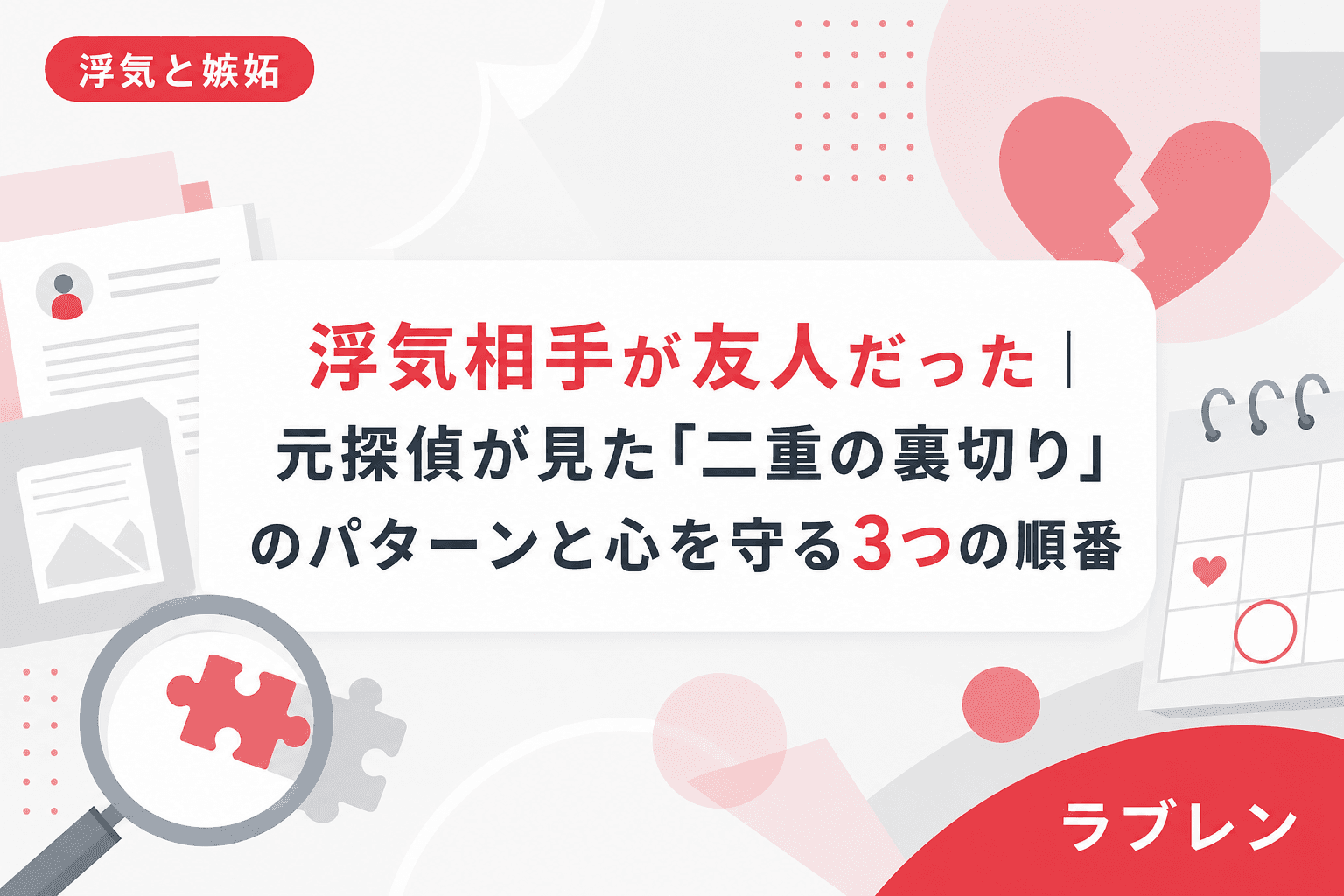 浮気相手が友人だった|元探偵が見た「二重の裏切り」のパターンと心を守る3つの順番