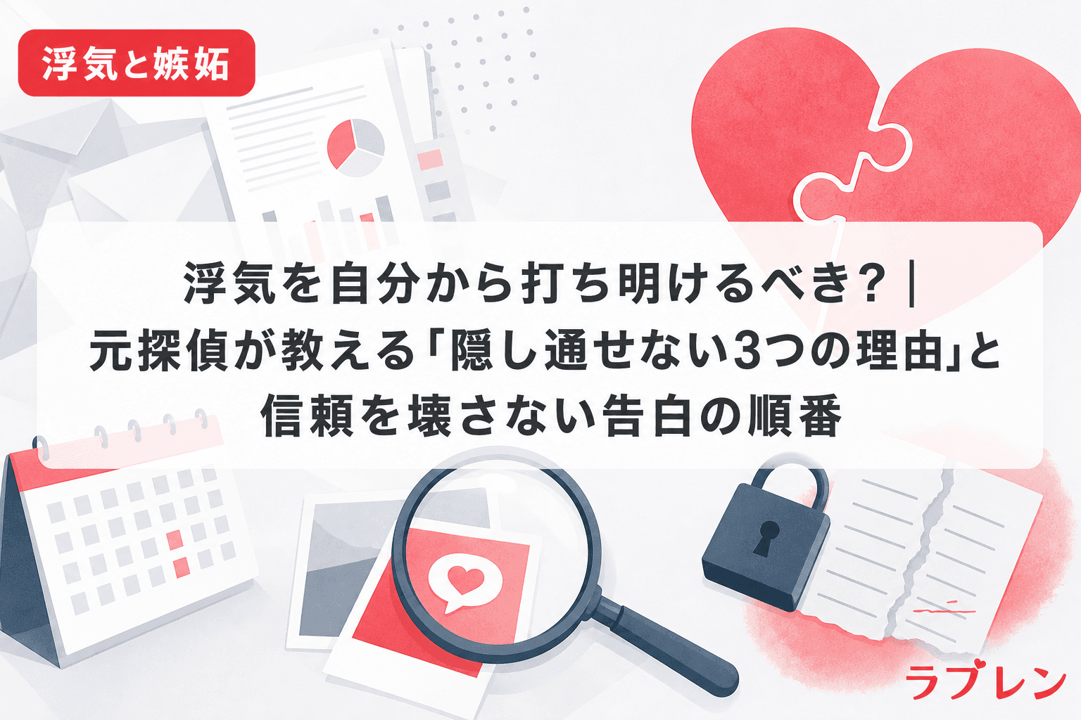 浮気を自分から打ち明けるべき?|元探偵が教える「隠し通せない3つの理由」と信頼を壊さない告白の順番